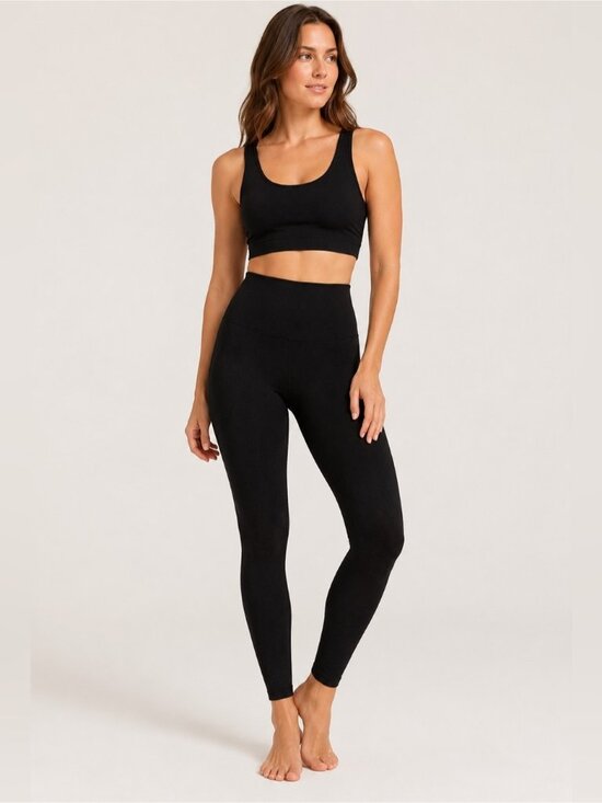 SPANX Pants - SPANX Black High Waisted Seamless Cotton Blend Leggings Women’s Medium